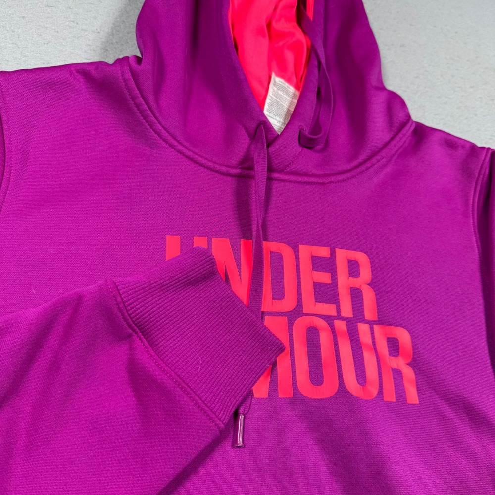 Under Armour Womens ColdGear Hoodie Magenta Purple Pink Logo Pullover‎ Large